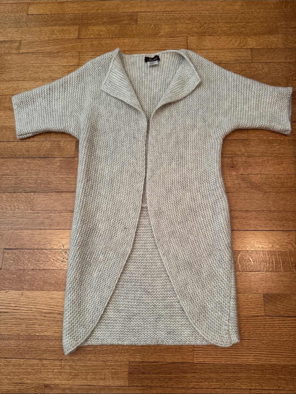 Cream Open-Front Knit Cardigan with Shawl Collar